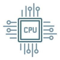 CPU-Prozessorzeile zweifarbiges Symbol vektor