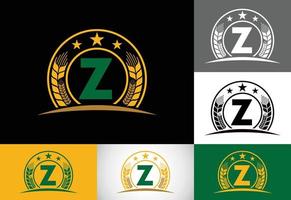 anfängliches z-Monogramm-Alphabet-Symboldesign mit Weizen, Gerste oder Roggen. landwirtschaft-logo-konzept. logo für landwirtschaftsunternehmen und unternehmensidentität vektor