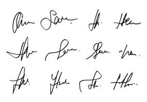 manuell signatur för dokument på vit bakgrund. handritad kalligrafi bokstäver vektorillustration eps10 vektor