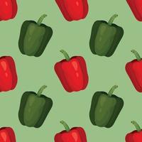 röd paprika och grön paprika handrita grönsaksmönsterdesign vektor