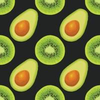 Avocado und Kiwi zeichnen nahtloses Gemüsemuster vektor