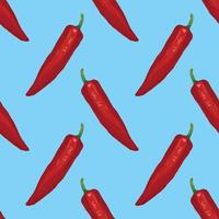 rote Chili Hand zeichnen Gemüse Musterdesign vektor