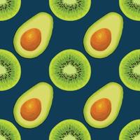 avokado och kiwi hand ritar grönsaker sömlös design vektor