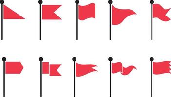 Sammlung roter Fahnen. Symbolsatz für wehende Flaggen vektor