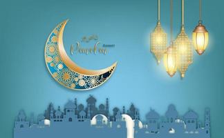Gold Ramadan Kareem Vektor für den Wunsch nach islamischem Festival.