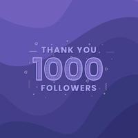 tack 1000 följare, mall för gratulationskort för sociala nätverk. vektor