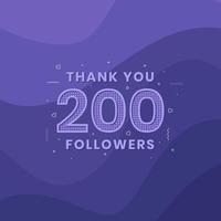 tack 200 följare, mall för gratulationskort för sociala nätverk. vektor