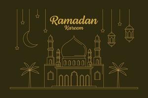 ramadan kareem vektor design illustration monoline oder line art style