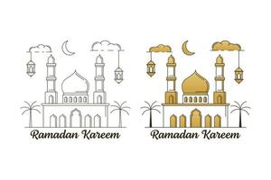 ramadan kareem vektor design illustration monoline oder line art style