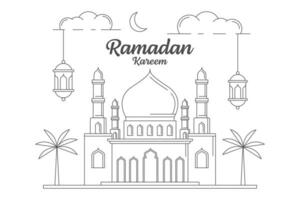ramadan kareem vektor design illustration monoline oder line art style