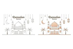 ramadan kareem vektor design illustration monoline eller line art stil