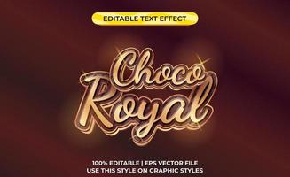 Choco Royal 3D-Typografie mit Goldthema. Typografievorlage für Schokoladenprodukt.