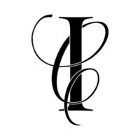 ic, ci, Monogramm-Logo. Kalligraphisches Signatursymbol. Hochzeitslogo Monogramm. modernes Monogrammsymbol. Paarlogo für die Hochzeit vektor