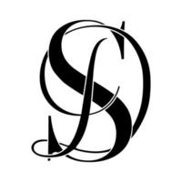 SD, DS, Monogramm-Logo. Kalligraphisches Signatursymbol. Hochzeitslogo-Monogramm. modernes Monogrammsymbol. Paarlogo für die Hochzeit vektor