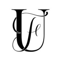 uf, fu, monogrammlogo. Kalligraphisches Signatursymbol. Hochzeitslogo-Monogramm. modernes Monogrammsymbol. Paarlogo für die Hochzeit vektor