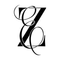 ze, ez, Monogramm-Logo. Kalligraphisches Signatursymbol. Hochzeitslogo-Monogramm. modernes Monogrammsymbol. Paarlogo für die Hochzeit vektor