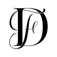 df ,fd, monogram logotyp. kalligrafiska signatur ikon. bröllop logotyp monogram. modern monogram symbol. par logotyp för bröllop vektor