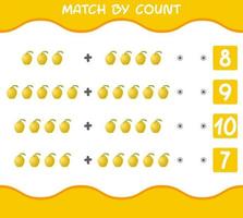 Spiel nach Anzahl der Cartoon-Quitten. Match-and-Count-Spiel. Lernspiel für Kinder und Kleinkinder im Vorschulalter vektor
