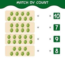 matcha efter antal tecknade kokosnötter. match och räkna spel. pedagogiskt spel för barn och småbarn i förskoleåldern vektor
