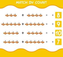 match efter antal tecknade loquats. match och räkna spel. pedagogiskt spel för barn och småbarn i förskoleåldern vektor