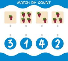 Übereinstimmung durch Anzahl der Cartoon-roten Trauben. Match-and-Count-Spiel. Lernspiel für Kinder und Kleinkinder im Vorschulalter vektor