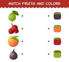 kombiniere Cartoon-Früchte und Farben. Matching-Spiel. Lernspiel für Kinder und Kleinkinder im Vorschulalter vektor
