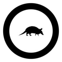 Gürteltier-Symbol schwarze Farbe im runden Kreis vektor