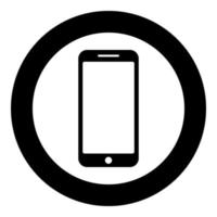 Smartphone-Symbol im Kreis rundes schwarzes Farbvektor-Illustrations-Flachartbild vektor