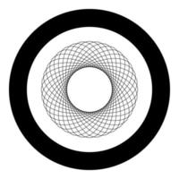 Spirograph abstraktes Element Kreisform konzentrisches Muster fraktale Grafiksymbol im Kreis rundes schwarzes Farbvektorillustrations-Flachartbild vektor