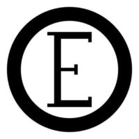 epsilon griechisches Symbol Großbuchstabe Großbuchstaben Schriftsymbol im Kreis rund schwarz Farbe Vektor Illustration flachen Stil Bild
