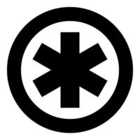 Medizinisches Symbol Notzeichen Stern des Lebens Service-Konzept-Symbol im Kreis rund um schwarze Farbe Vektor-illustration Flat Style Image vektor
