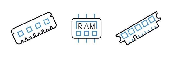 RAM-Icon-Set für Computer und intelligente Geräte. Dieses Symbol ist der Symbolsatz für Computerteile. bunte Widder-Ikone. editierbarer Strich. Logo, Web und App. vektor