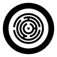 rund labyrint cirkel labyrint ikon i cirkel rund svart färg vektor illustration fast kontur stilbild