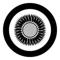 solros ikon i cirkel rund svart färg vektor illustration platt stil bild