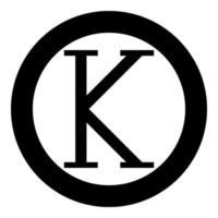 Kappa griechisches Symbol Großbuchstabe Großbuchstaben Schriftsymbol im Kreis rund schwarz Farbe Vektor Illustration flachen Stil Bild