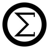 Sigma griechisches Symbol Großbuchstabe Großbuchstaben Schriftsymbol im Kreis rund schwarz Farbe Vektor Illustration flachen Stil Bild