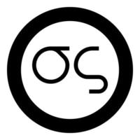 Sigma griechisches Symbol kleiner Buchstabe Kleinbuchstaben Schriftsymbol im Kreis rund schwarz Farbe Vektor Illustration flachen Stil Bild