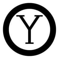 Ypsilon griechisches Symbol Großbuchstabe Großbuchstaben Schriftsymbol im Kreis rund schwarz Farbe Vektor Illustration flachen Stil Bild