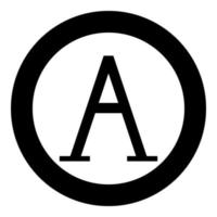 Alpha griechisches Symbol Großbuchstabe Großbuchstaben Schriftsymbol im Kreis rund schwarz Farbe Vektor Illustration flachen Stil Bild