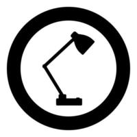 Tischlampe Schreibtischlampe elektrisch für Interieur Home Symbol im Kreis rund schwarz Farbe Vektor Illustration Bild solide Umrisse Stil