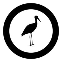 Storch ciconia Symbol schwarze Farbe im Kreis rund vektor