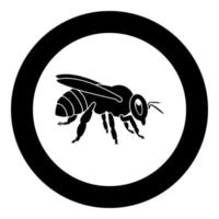 Bienensymbol schwarze Farbe im Kreis rund vektor