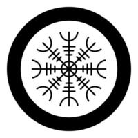 rodret av vördnad aegishjalmur eller egishjalmur ikon svart färg vektor i cirkel rund illustration platt stilbild