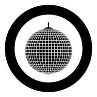 Disco-Kugel auf Linie Seil Diskothek Ball Retro-Nachtclubs Symbol Konzept nostalgische Party-Symbol im Kreis rund schwarz Farbe Vektor Illustration flachen Stil Bild aufgehängt