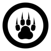skriva ut djur tass med klor fot ikonen i cirkel rund svart färg vektor illustration bild solid kontur stil