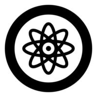 atom molekylär tecken ikon i cirkel rund svart färg vektor illustration bild solid kontur stil