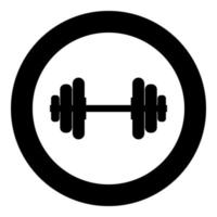 Hantel Hantelscheibe Gewicht Trainingsgeräte Symbol im Kreis rund schwarz Farbe Vektor Illustration Bild solide Umriss Stil