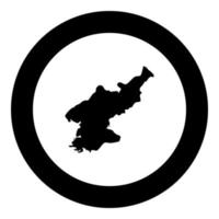 karta över Nordkorea ikon svart färg i rund cirkel vektor