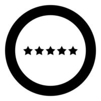 fünf Sterne 5-Sterne-Rating-Konzept-Symbol im Kreis runden schwarzen Farbvektor Illustration Flat Style Image vektor