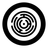 rundes Labyrinth-Symbol im Kreis rund schwarz Farbe Vektor Illustration Bild solide Umrisse Stil